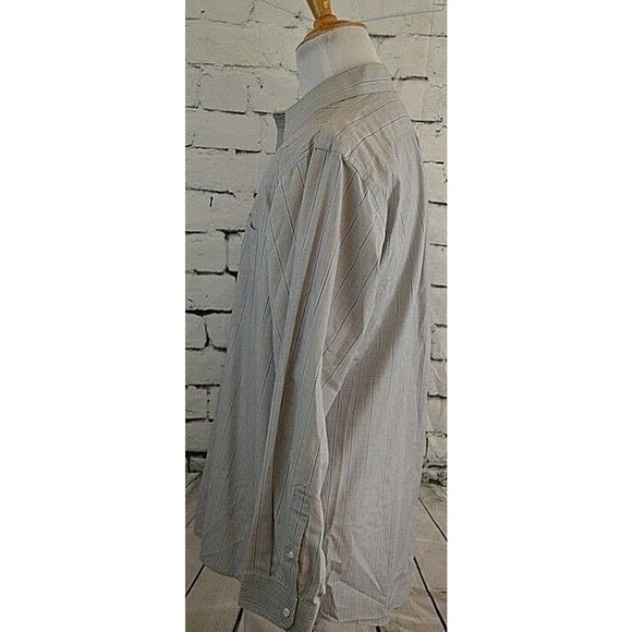 Stafford Striped Wrinkle Free Long Sleeve Button Up Dress Shirt X-Tall 17 35/36 - Picture 7 of 11